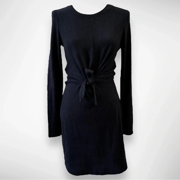 BY & BY Women's Black Long Sleeve Knit Dress With Tie Waist Medium | NWT‎ - Picture 1 of 12
